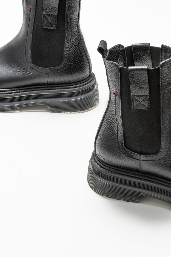 Siyah deri kadın bot, günlük kullanım için - Elle Shoes