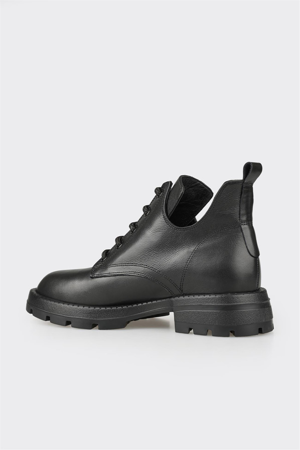 Siyah deri kalın tabanlı kadın bot, rahat kullanım için - Elle Shoes