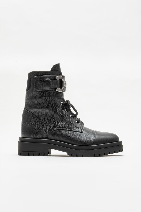 Siyah deri kadın günlük bot, günlük kullanım için - Elle Shoes