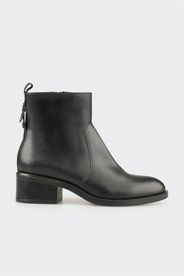 Siyah kot mavisi deri yumuşak dokulu kadın bot, ofis stili için - Elle Shoes