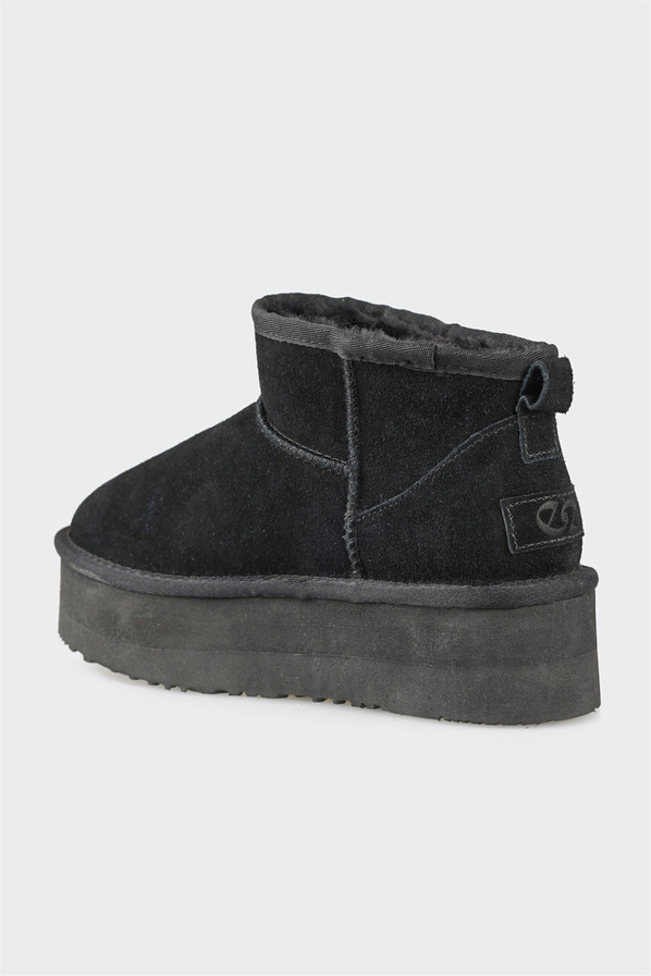 Siyah deri kadın bot, ofis stili için - Elle Shoes