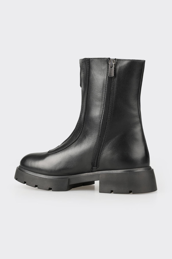 Siyah deri kadın bot, günlük kullanım için - Elle Shoes