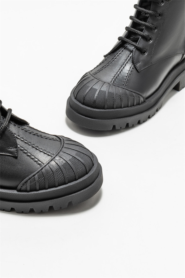 Siyah deri kadın günlük bot, günlük kullanım için - Elle Shoes