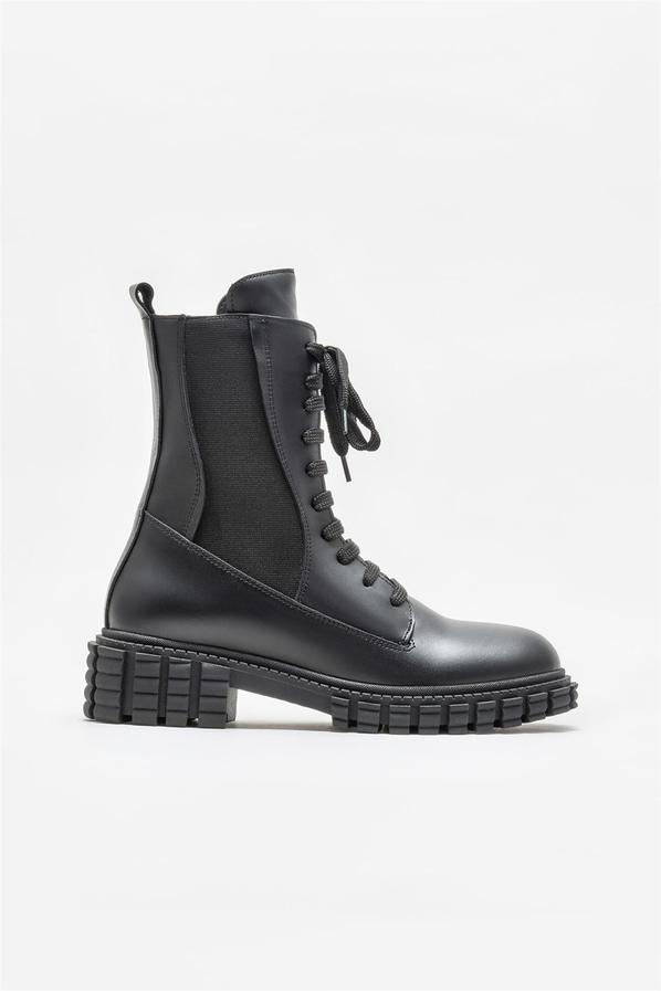Siyah deri kadın günlük bot, rahat kullanım için - Elle Shoes