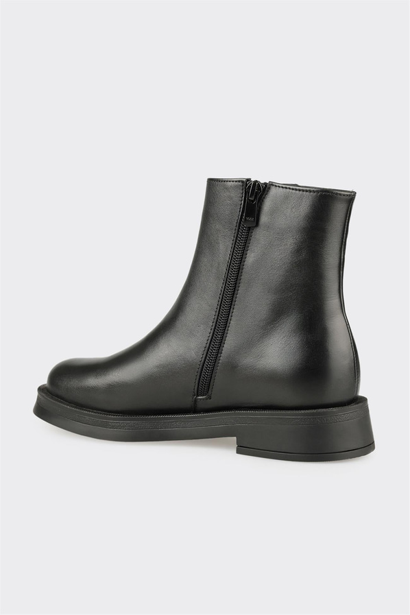 Siyah deri simli örgü dokulu kadın bot, rahat kullanım için - Elle Shoes