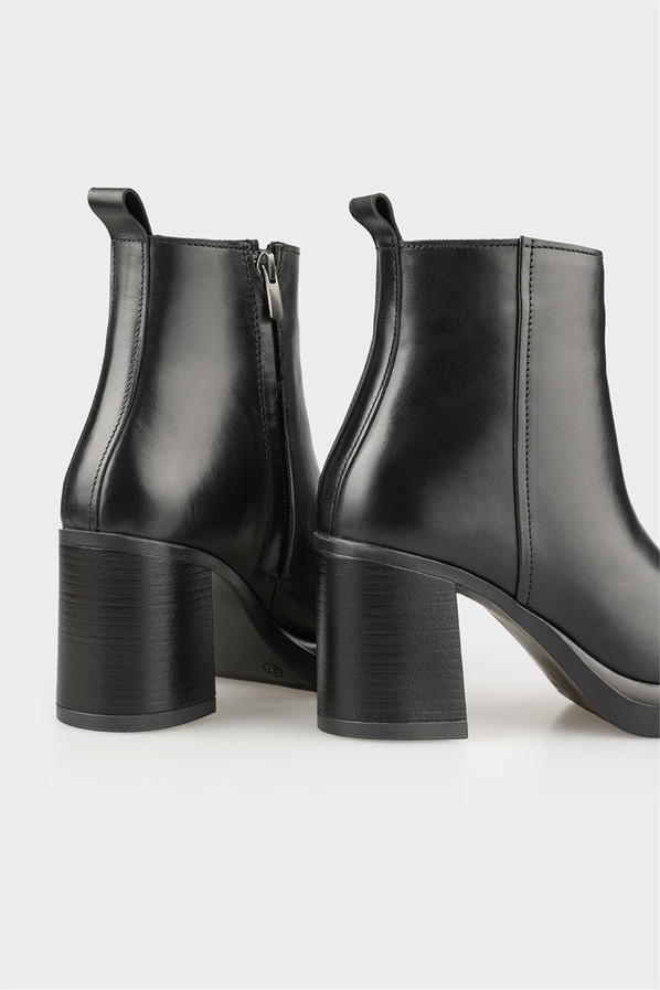 Siyah deri kadın bot, ofis stili için - Elle Shoes
