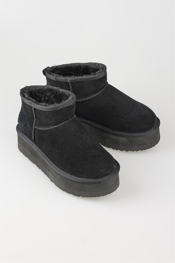 Siyah deri kadın bot, ofis stili için - Elle Shoes