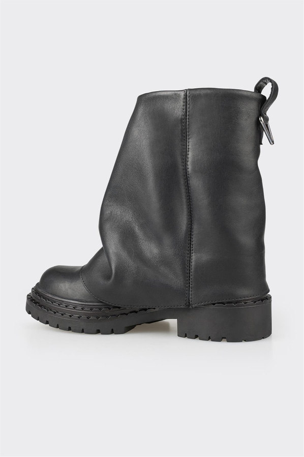 Siyah deri kadın bot, günlük kullanım için - Elle Shoes