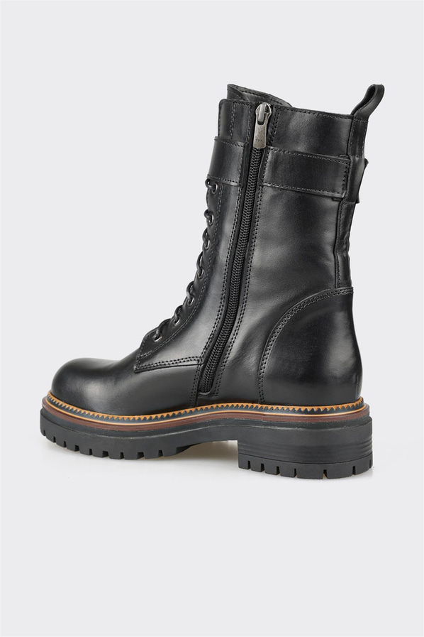 Siyah deri kadın bot, rahat kullanım için - Elle Shoes