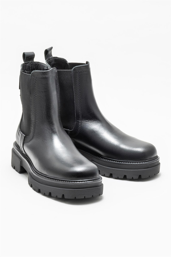 Siyah deri kadın chelsea bot, günlük kullanım için - Elle Shoes