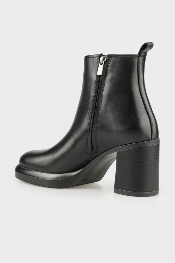 Siyah deri kadın bot, ofis stili için - Elle Shoes
