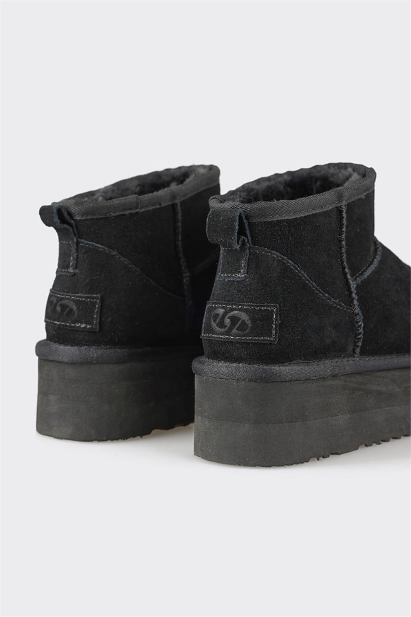 Siyah deri kadın bot, ofis stili için - Elle Shoes