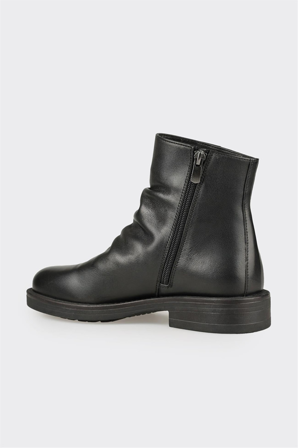 Siyah deri yumuşak dokulu örgü kadın bot, günlük kullanım için - Elle Shoes