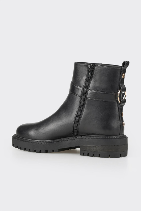 Siyah deri kadın bot, ofis stili için - Elle Shoes