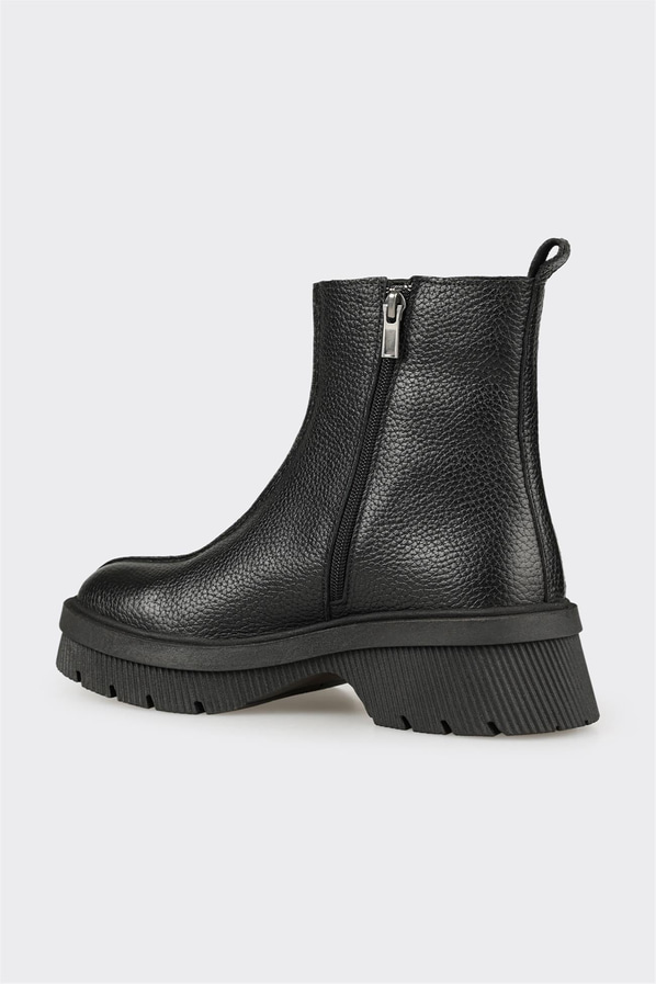 Siyah deri yumuşak dokulu kadın bot, günlük kullanım için - Elle Shoes