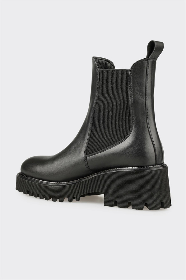 Siyah deri simli kadın bot, rahat kullanım için - Elle Shoes