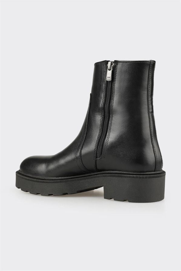 Siyah altın deri metal tokalı kadın bot, rahat kullanım için - Elle Shoes