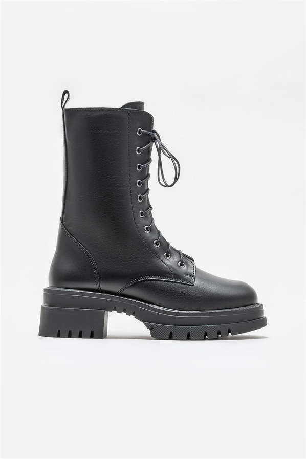 Siyah deri kadın günlük bot, günlük kullanım için - Elle Shoes