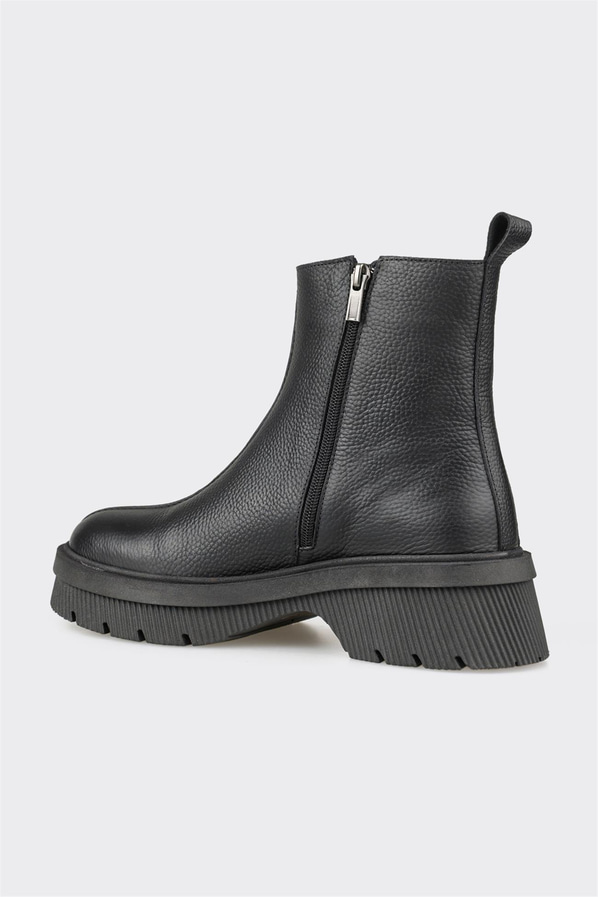 Siyah deri kadın bot, rahat kullanım için - Elle Shoes