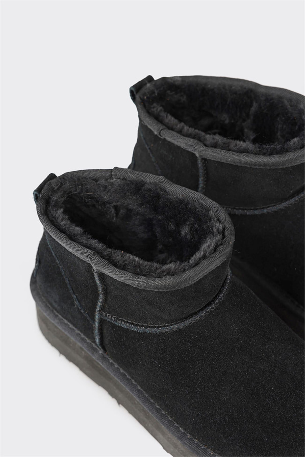 Siyah deri kadın bot, ofis stili için - Elle Shoes