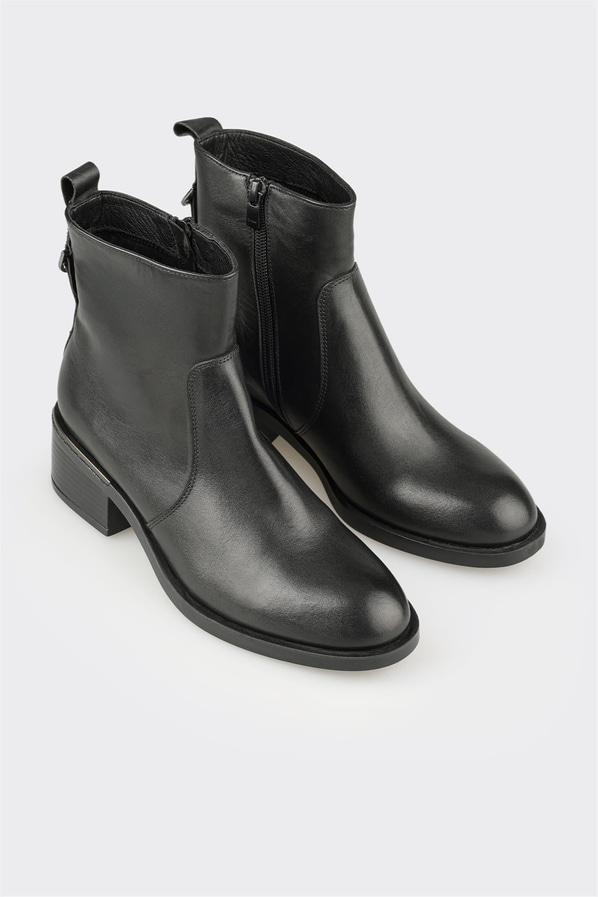 Siyah kot mavisi deri yumuşak dokulu kadın bot, ofis stili için - Elle Shoes