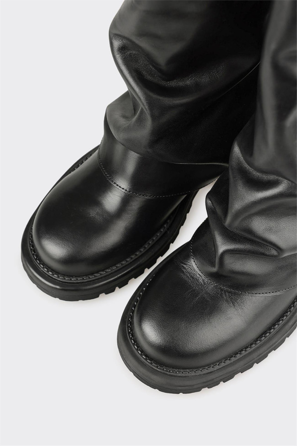 Siyah Deri Kadın Günlük Çizme