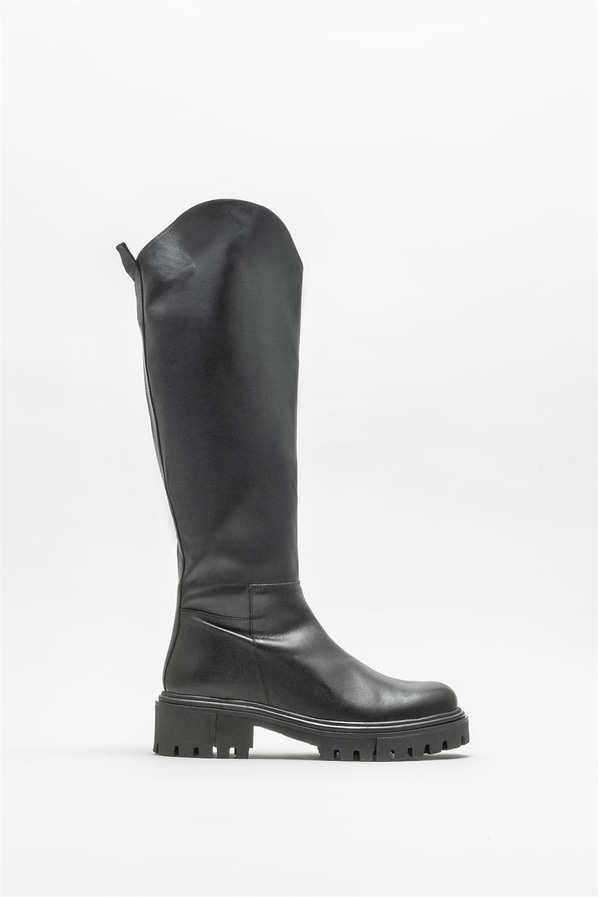Siyah deri kadın çizme, günlük kullanım için - Elle Shoes