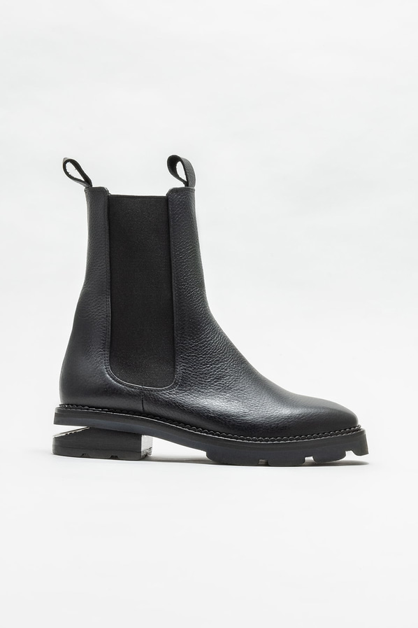 Siyah deri düz kadın bot, günlük kullanım için - Elle Shoes