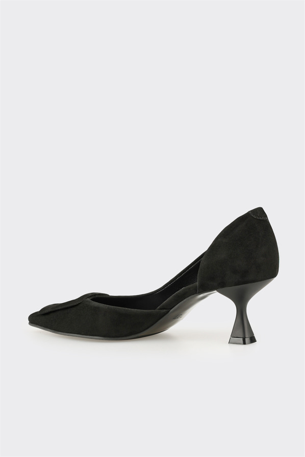 Siyah deri kadın klasik ayakkabı - Elle Shoes