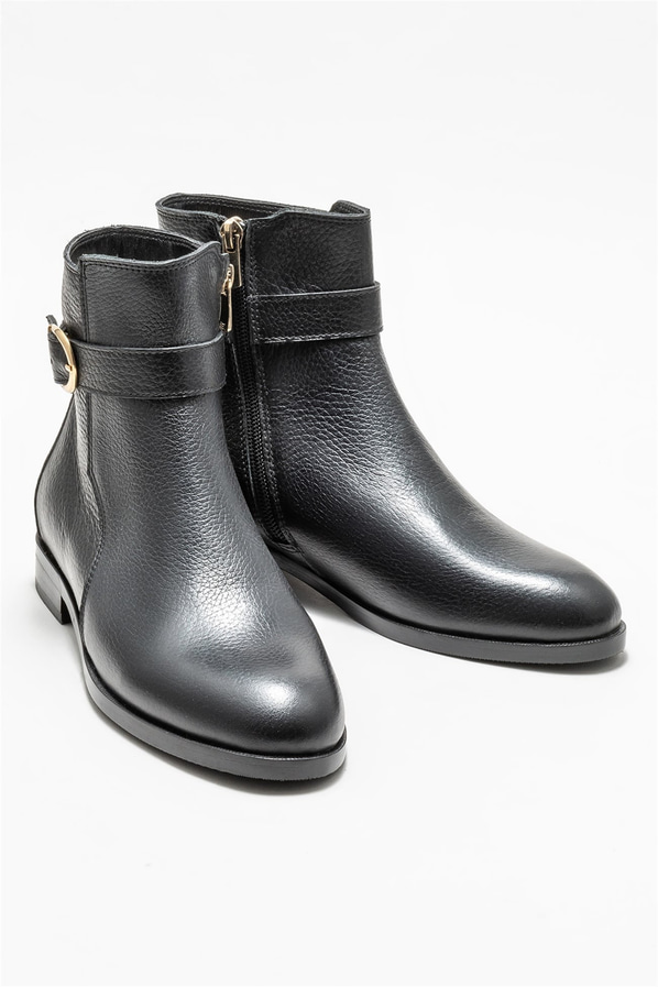 Siyah deri kadın bot, klasik stil için - Elle Shoes