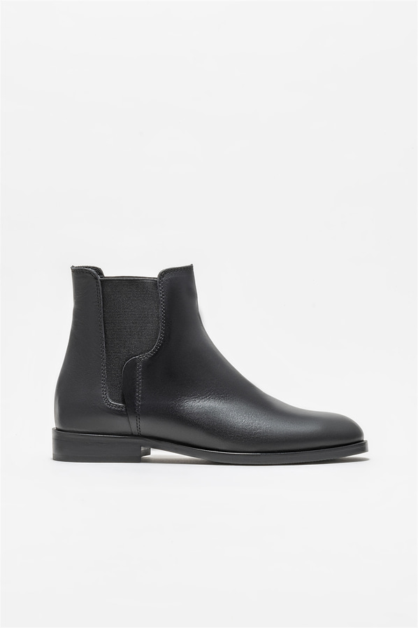 Siyah deri kadın bot, klasik stil için - Elle Shoes