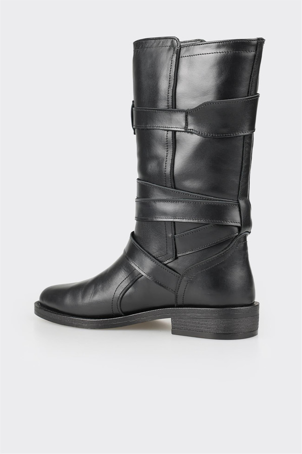 Siyah deri kadın bot, klasik stil için - Elle Shoes