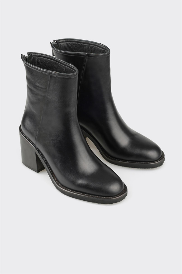 Siyah deri kadın bot, klasik stil için - Elle Shoes
