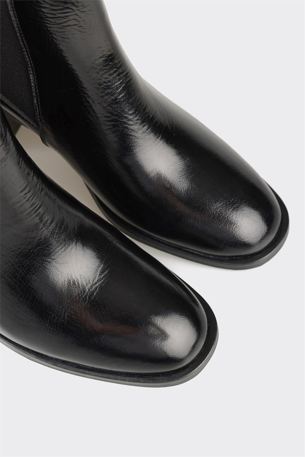 Siyah deri kadın bot, klasik stil için - Elle Shoes