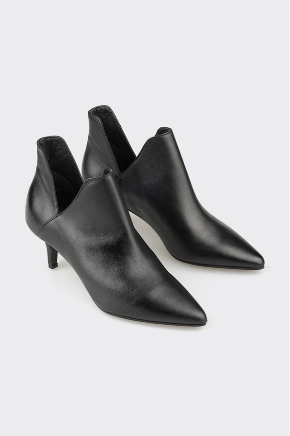 Siyah deri kadın bot, klasik stil için - Elle Shoes