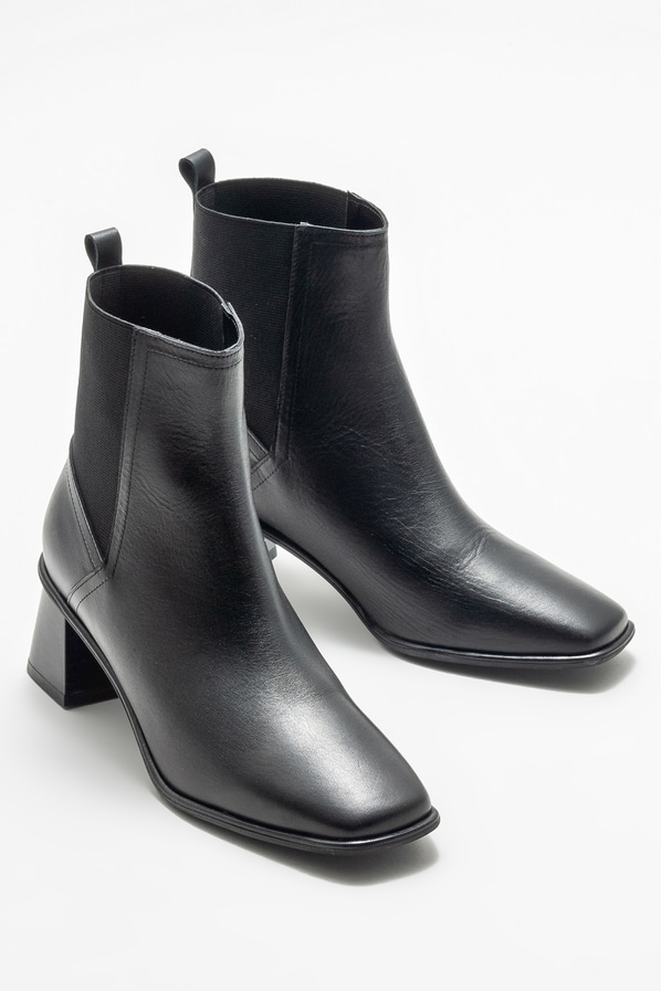 Siyah deri kadın klasik bot - Elle Shoes