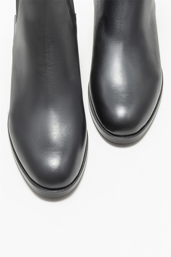 Siyah deri kadın bot, klasik stil için - Elle Shoes