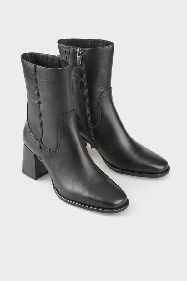 Siyah deri kadın bot, klasik stil için - Elle Shoes