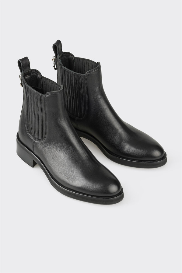 Siyah deri kadın bot, klasik stil için - Elle Shoes
