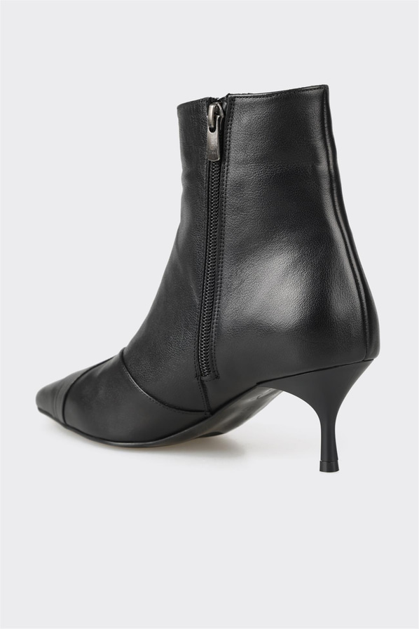 Siyah deri kadın bot, klasik stil için - Elle Shoes