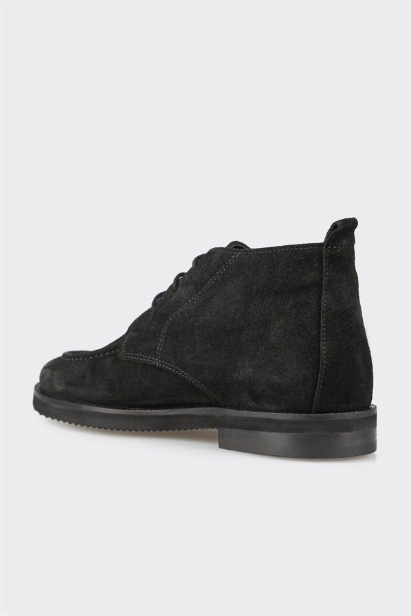 Siyah deri ve süet kadın bot, klasik stil için - Elle Shoes