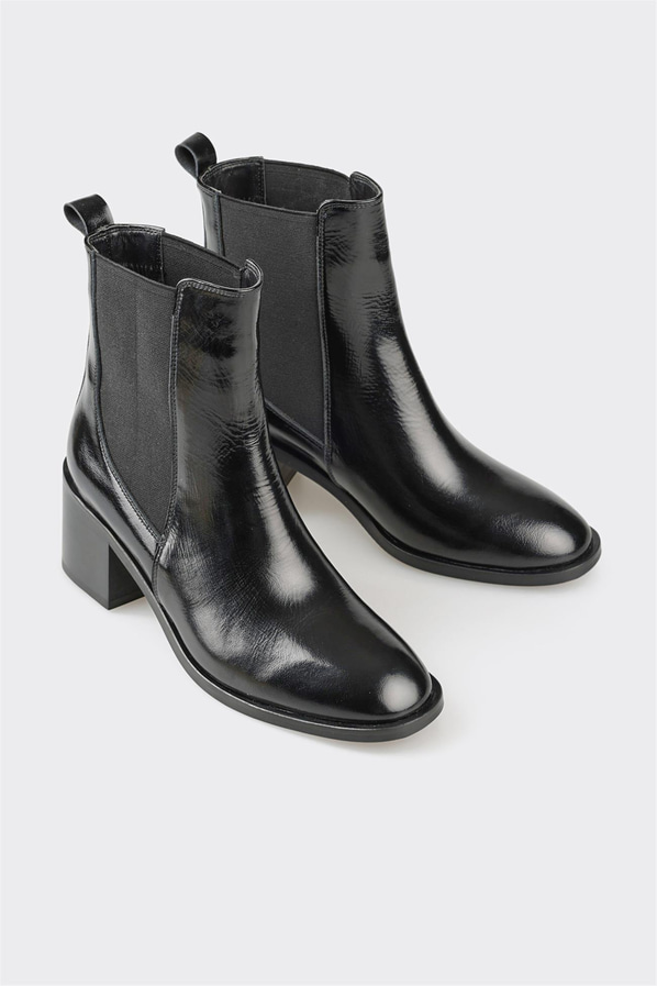 Siyah deri kadın bot, klasik stil için - Elle Shoes
