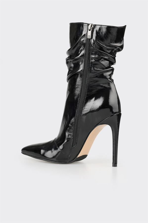 Siyah deri kadın bot, klasik stil için - Elle Shoes