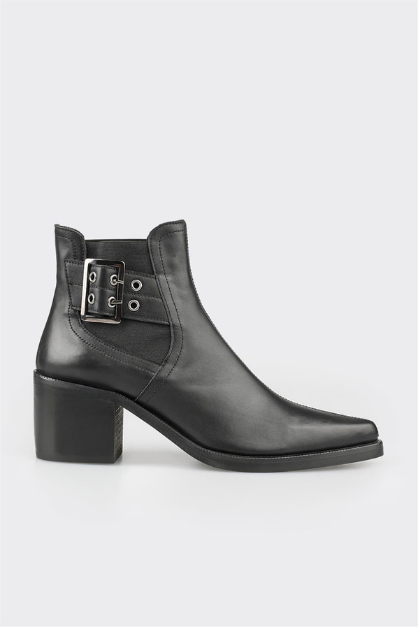 Siyah deri kadın bot, klasik stil için - Elle Shoes