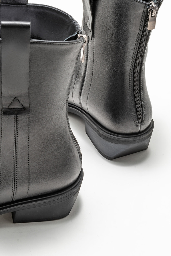 Siyah deri kadın bot, klasik stil için - Elle Shoes