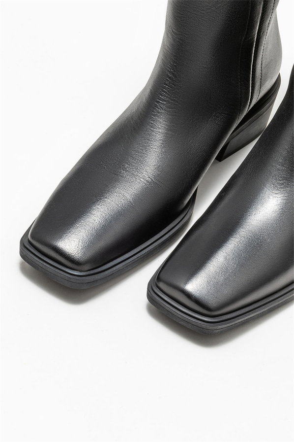 Siyah deri kadın bot, klasik stil için - Elle Shoes