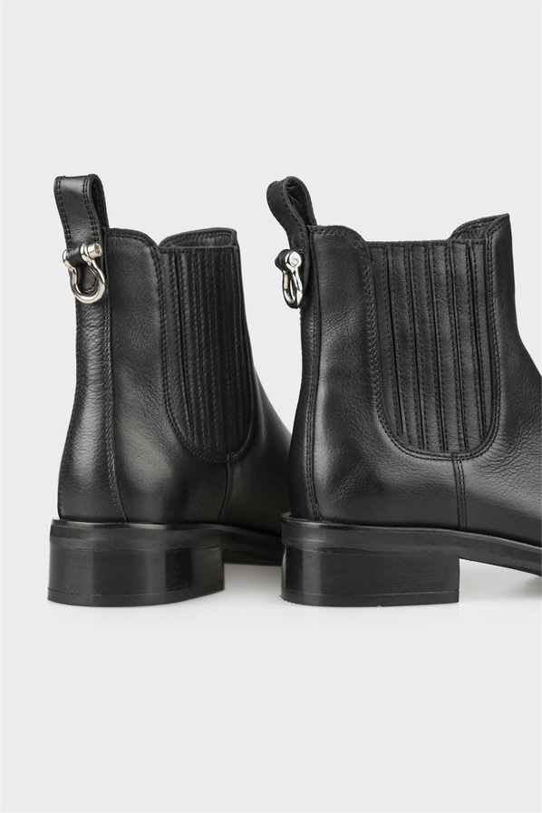 Siyah deri kadın bot, klasik stil için - Elle Shoes