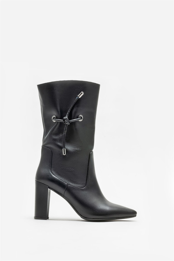 Siyah deri kadın bot, klasik stil için - Elle Shoes