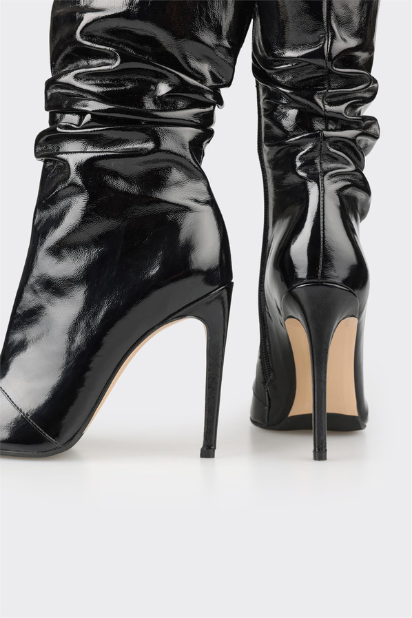 Siyah deri kadın bot, klasik stil için - Elle Shoes
