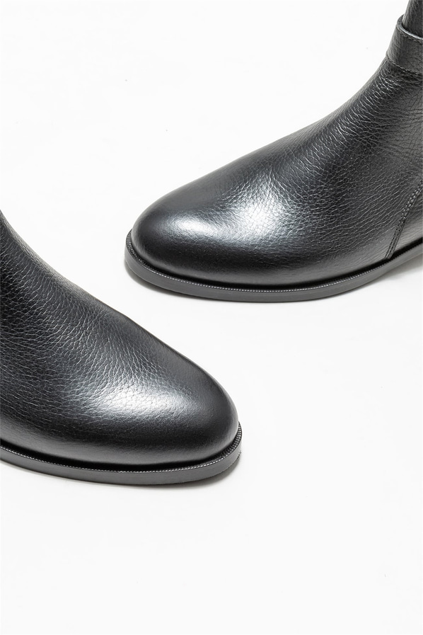 Siyah deri kadın bot, klasik stil için - Elle Shoes